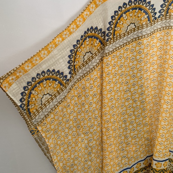 RAJ Boho Lightweight Cotton Kimono w/ Tassels Yellow Tan Beach Coverup - Picture 11 of 12